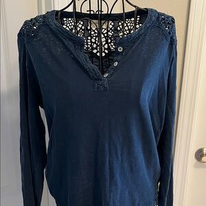 Lucky Brand Deep Blue Long Sleeve Top